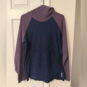 Melanzana Purple and Navy Waffle-Knit Hooded Pullover